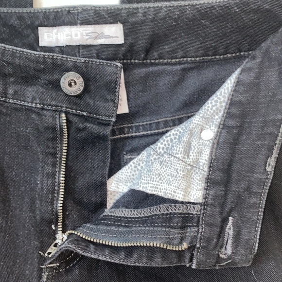 Chico’s Platinum Black Denim 5 Pocket Mid-Rise Straight Leg Jeans Chico Sz .5=6 - Picture 8 of 9